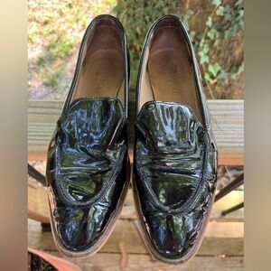 Everlane Black Pointy Toe Slip On Patent Leather Loafers